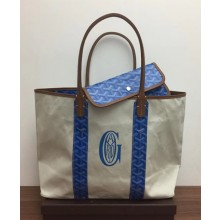 Goyard Logo Print Saint Louis Pertuis Reversible Tote Beach PM/GM Bag Dark Blue