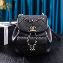 chanel mini sheepskin duma backpack BLACK AS2908