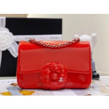 Chanel Plexi Mini Flap bag with Camellia Red 2023