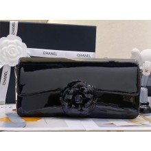 Chanel Plexi Clutch with Chain and Camellia Black 2023