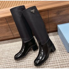 Prada Brushed leather and Re-Nylon boots black 1W411M 2023