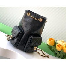 chanel black backpack in Shiny Lambskin AS5310 2025