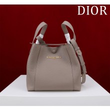 DIOR small Signature Bucket Bag IN gray Grained Calfskin 2025