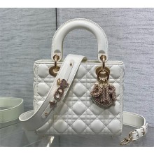 DIOR Small Lady Dior My ABCDior Bag IN WHITE Cannage Lambskin 2025