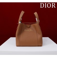 DIOR Medium Signature Bucket Bag IN brown Grained Calfskin 2025