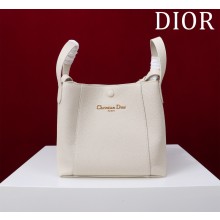 DIOR small Signature Bucket Bag IN white Grained Calfskin 2025