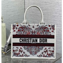 Dior Medium Book Tote bag in Latte Embroidery with Multicolor Cœur des Curiosités Motif 2025