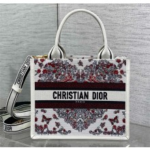 Dior small Book Tote bag in Latte Embroidery with Multicolor Cœur des Curiosités Motif 2025