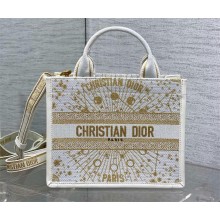 Dior small Book Tote bag in Latte Embroidery with Gold-Tone Dior Astral Motif and Latte Calfskin 2025