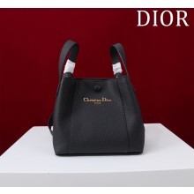 DIOR small Signature Bucket Bag IN Black Grained Calfskin 2025
