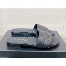 Chanel QUILTING CALFSKIN FLAT MULES BLACK 2023