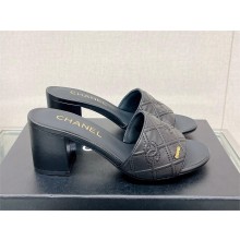 Chanel HEEL 7CM QUILTING CALFSKIN MULES black 2023