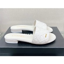 Chanel QUILTING CALFSKIN FLAT MULES WHITE 2023