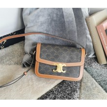 celine Classique Triomphe Bag in Triomphe Canvas and Calfskin Tan 2022