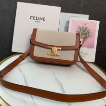 Celine Classique Triomphe Bag in TEXTILE AND CALFSKIN Natural / Tan 2022