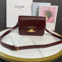celine Teen Triomphe Bag in shiny calfskin burgundy 2022