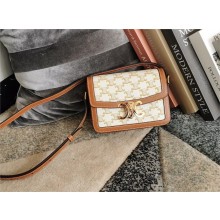 CELINE Teen Triomphe Bag in Triomphe Canvas and Calfskin White 2022