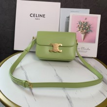 celine Teen Triomphe Bag in shiny calfskin green 2022