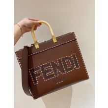 FENDI SUNSHINE MEDIUM Brown leather shopper 2021