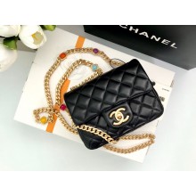 Chanel Resin Chain Lambskin MINI Flap Bag AS2379 black 2021
