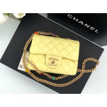 Chanel Resin Chain Lambskin MINI Flap Bag AS2379 Yellow 2021