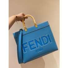 FENDI SUNSHINE MEDIUM BLUE leather shopper 2021