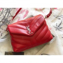 Saint Laurent Loulou Toy Bag in Matelassé "y" Leather 467072 red/silver