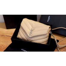 Saint Laurent Loulou Toy Bag in Matelassé "y" Leather 467072 apricot/silver