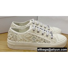 Dior Walk'n'Dior Low-Top Sneakers in White Macramé Embroidered Cotton 2022