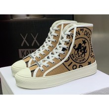 Dior Walk'n'Dior High-Top Sneakers in Beige Jute Canvas Embroidered with Dior Union Motif 2022