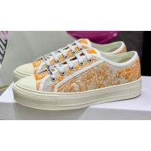 Dior Walk'n'Dior Sneakers in Toile de Jouy Embroidered Cotton Bright Orange 2022