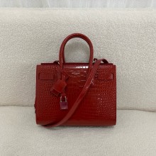 saint laurent nano sac de jour in crocodile-embossed leather red(original quality)