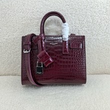 saint laurent nano sac de jour in crocodile-embossed leather burgundy(original quality)