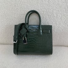 saint laurent nano sac de jour in crocodile-embossed leather green(original quality)
