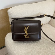 Saint Laurent SOLFERINO SMALL SATCHEL IN BOX CALFSKIN burgundy 2024(ORIGINAL QUALITY)