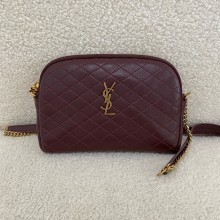 Saint Laurent Gaby zipped pouch in quilted lambskin burgundy(original quality)