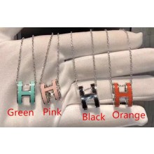Hermes H Pendant Necklace Silver Chain 2018