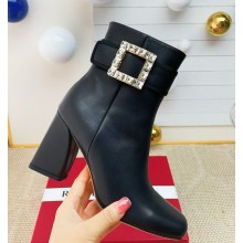 roger vivier Très Vivier Booties in leather with a shiny crystal buckle black heel 9cm 1112-2024