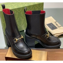 Gucci Botín con Horsebit para mujer ankle boots black  leather 816617 heel 9cm 1111-2024