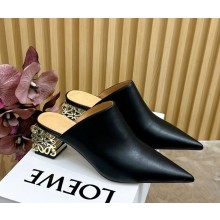 Loewe Anagram heel 4.5cm calfskin mule in black 1111-2024