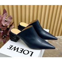 Loewe Anagram heel 4.5cm calfskin mule in dark blue 1111-2024