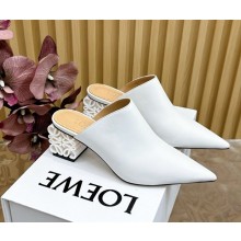 Loewe Anagram heel 4.5cm calfskin mule in white 1111-2024