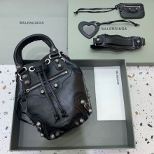 balenciaga le cagole small bucket bag in black Arena lambskin
