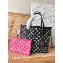 LOUIS VUITTON Neverfull MM BAG M46103 black/WHITE