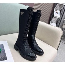 Prada Brushed leather and Re-Nylon boots black 1W906M 2023