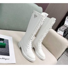 Prada Brushed leather and Re-Nylon boots white 1W906M 2023