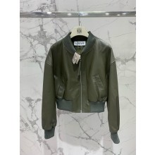 LOEWE Bomber jacket in nappa lambskin khaki green 2024