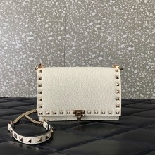 VALENTINO GARAVANI Rockstud Grainy Leather Crossbody In WHITE 2024