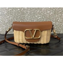 Valentino Garavani  Locò raffia crossbody bag tan 2024