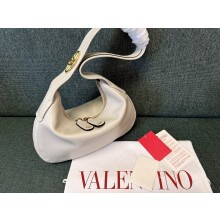 VALENTINO LOGO HOBO BAG IN SHEEPSKIN WHITE 2024